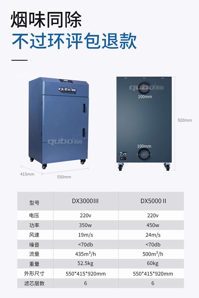 焊接烟尘净化器DX3000-III6层过滤，功率350W，风速19m/s，流量435m³/h